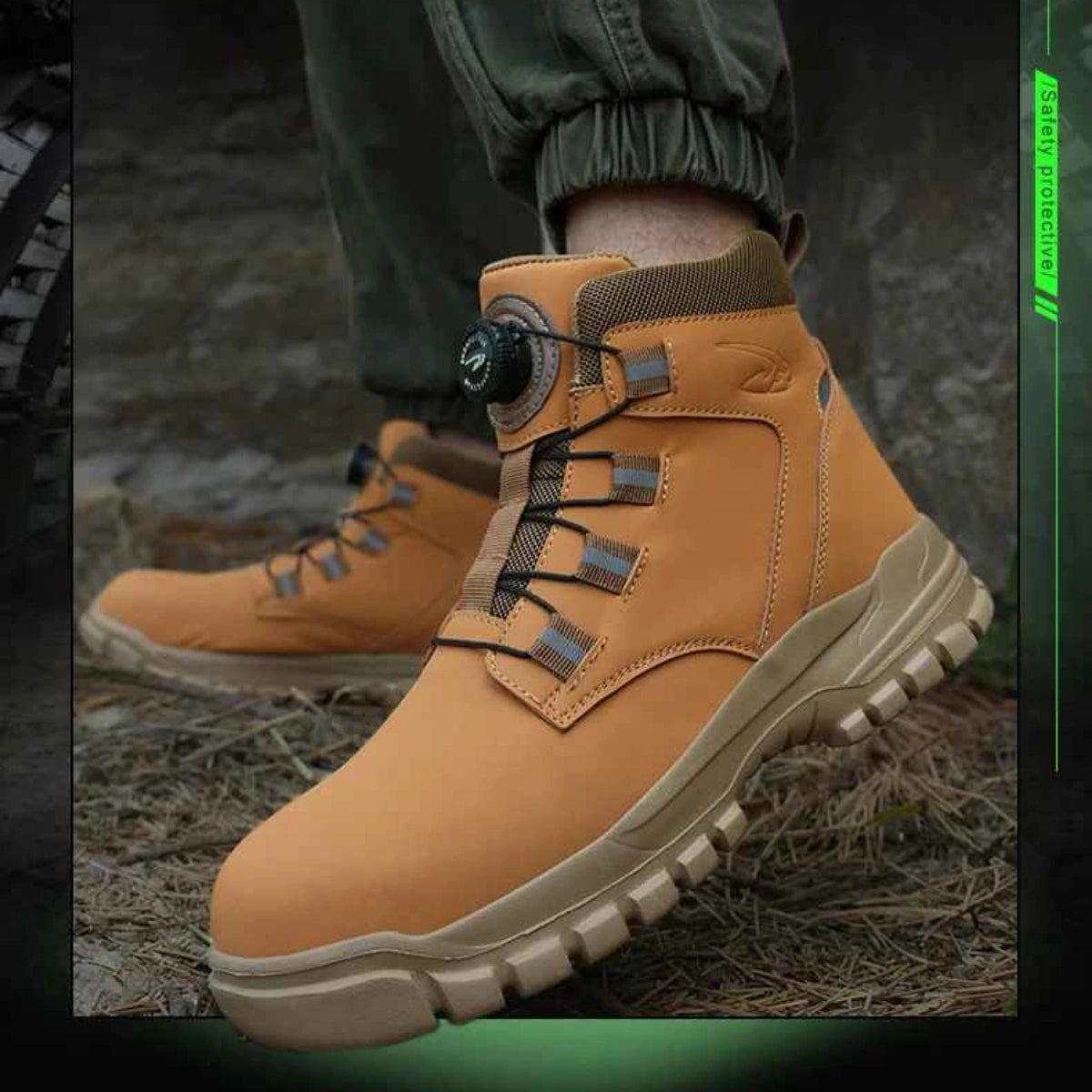 Gardaly | Men’s TorqueLock™ Waterproof Safety Boots – Steel Toe, Kevlar Midsole & Quick-Adjust Dial