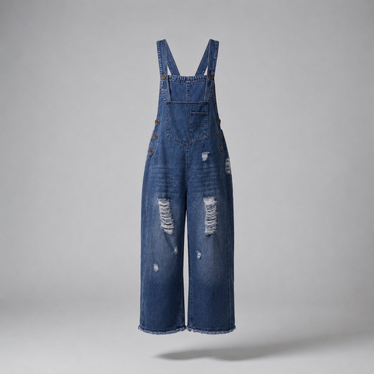 Gardaly Loosened Distressed Denim Overalls