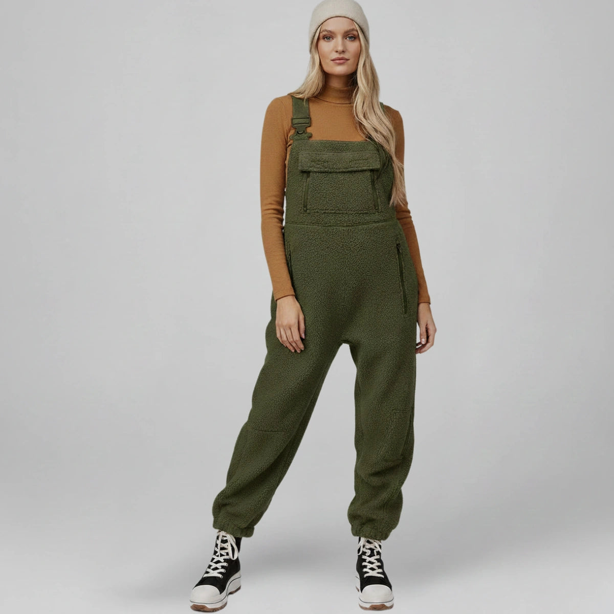 Gardaly Thermal Fleece Overalls with Zip Pockets