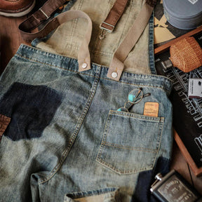 Gardaly Contrast-Panel Denim Overalls