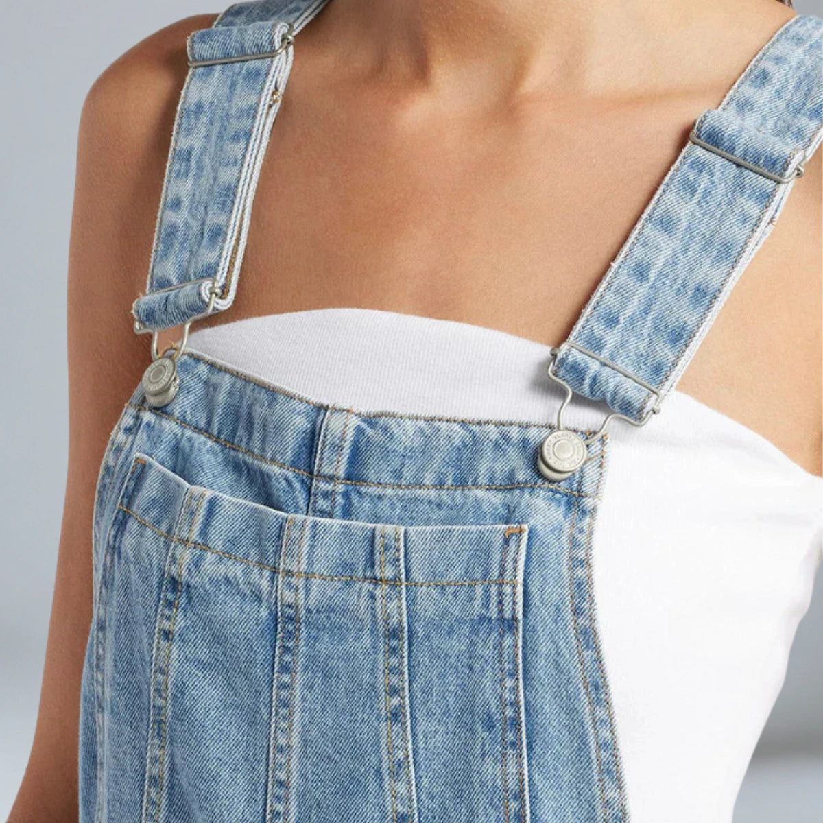 Gardaly Front-Split Denim Pinafore