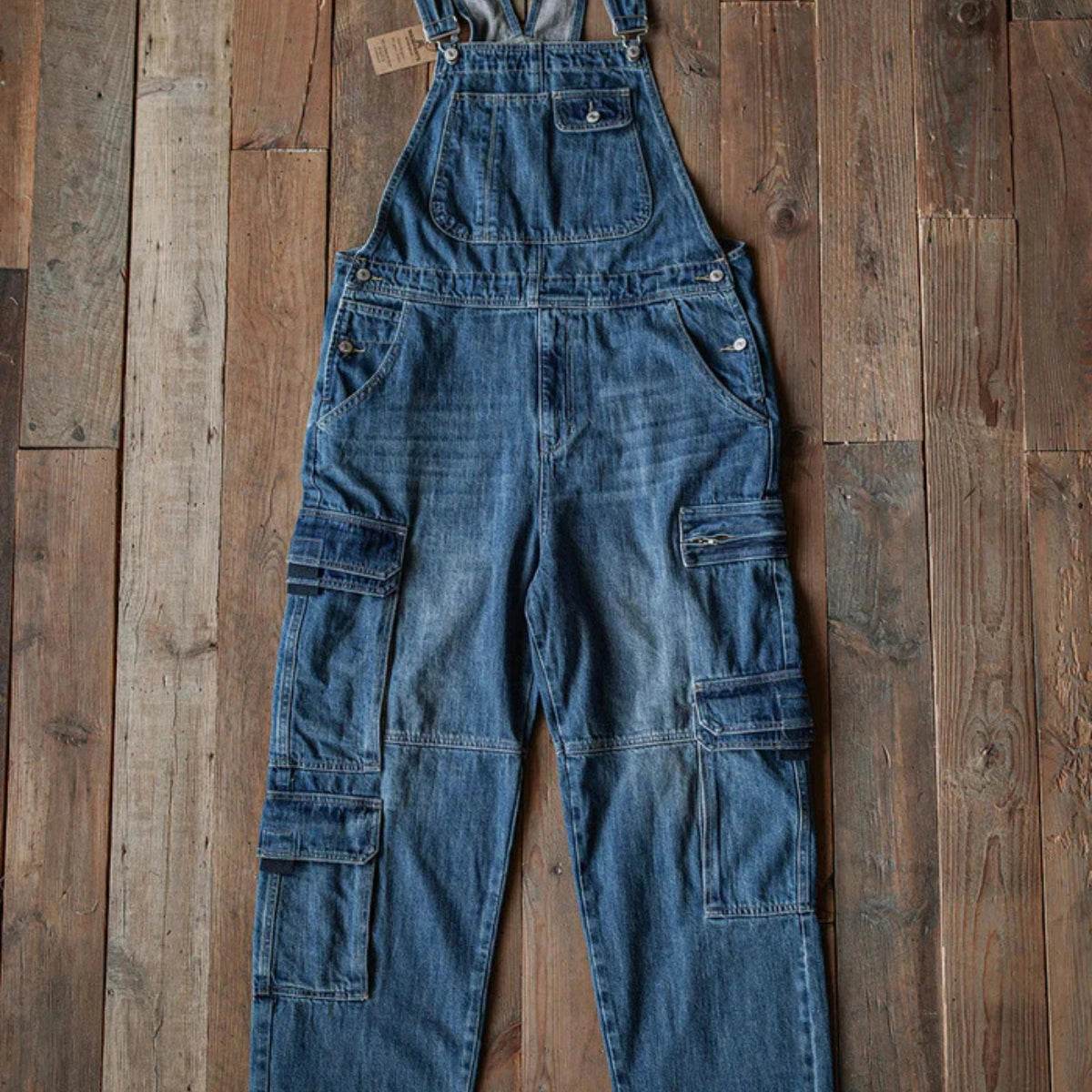 Gardaly Dual-Flap Denim Bib Overalls