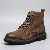 Men’s Waxed Suede Trail Work Boots – Vintage Finish, Leather-Lined Comfort
