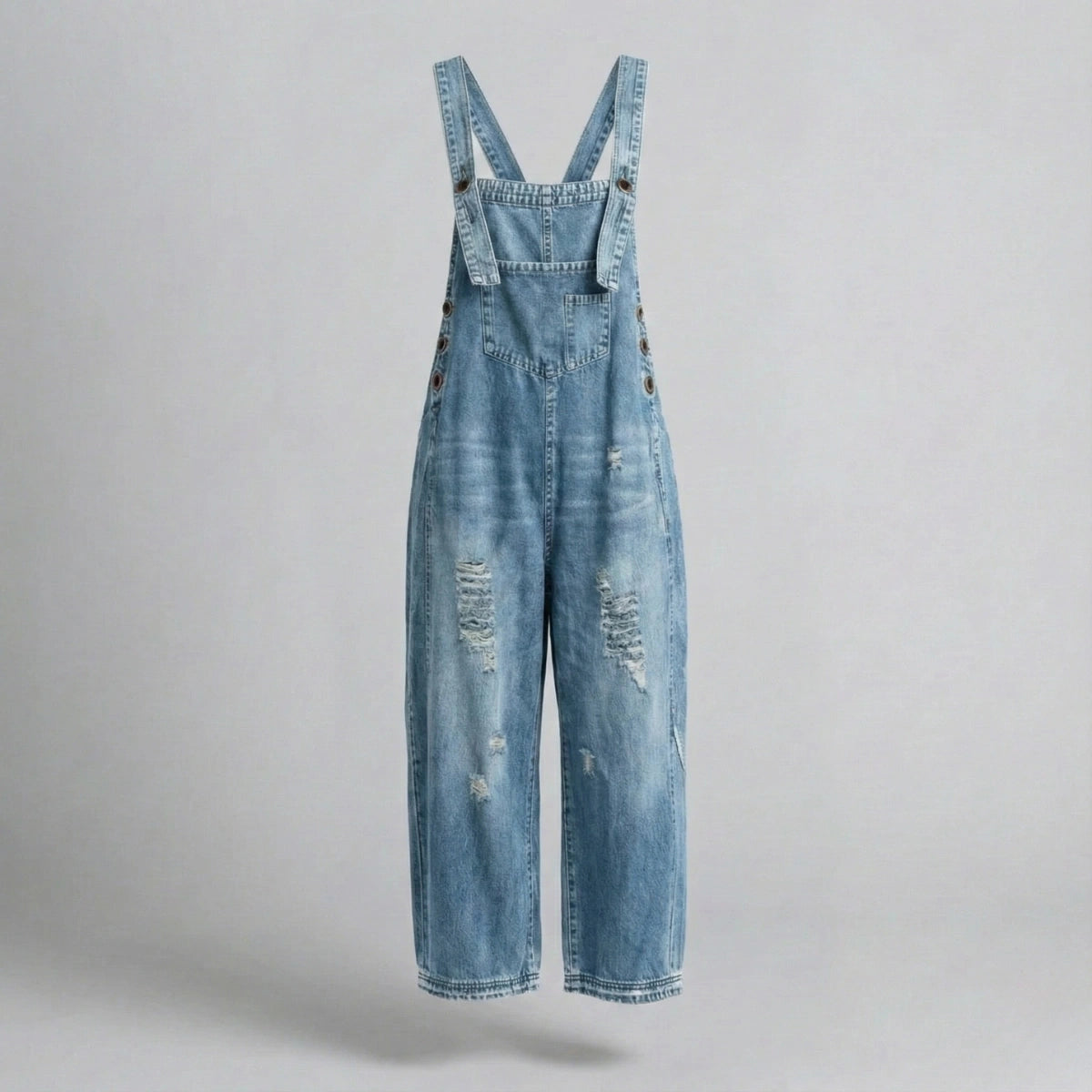 Gardaly Loosened Distressed Denim Overalls