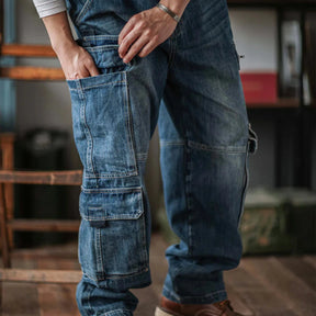 Gardaly Dual-Flap Denim Bib Overalls