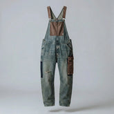 Gardaly Contrast-Panel Denim Overalls
