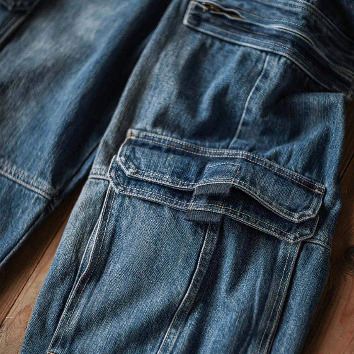 Gardaly Dual-Flap Denim Bib Overalls