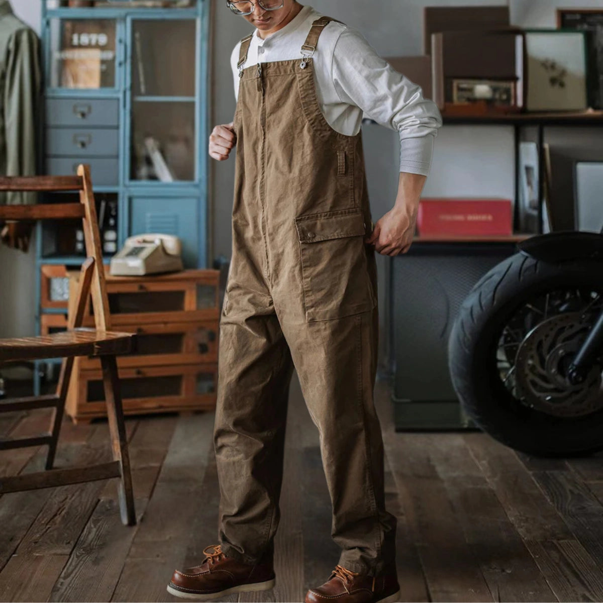 Gardaly Winston Zip-Front Overalls