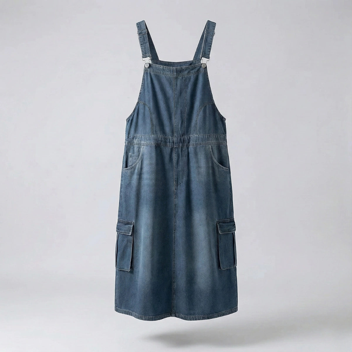 Gardaly Loosened Denim Pinafore Dress