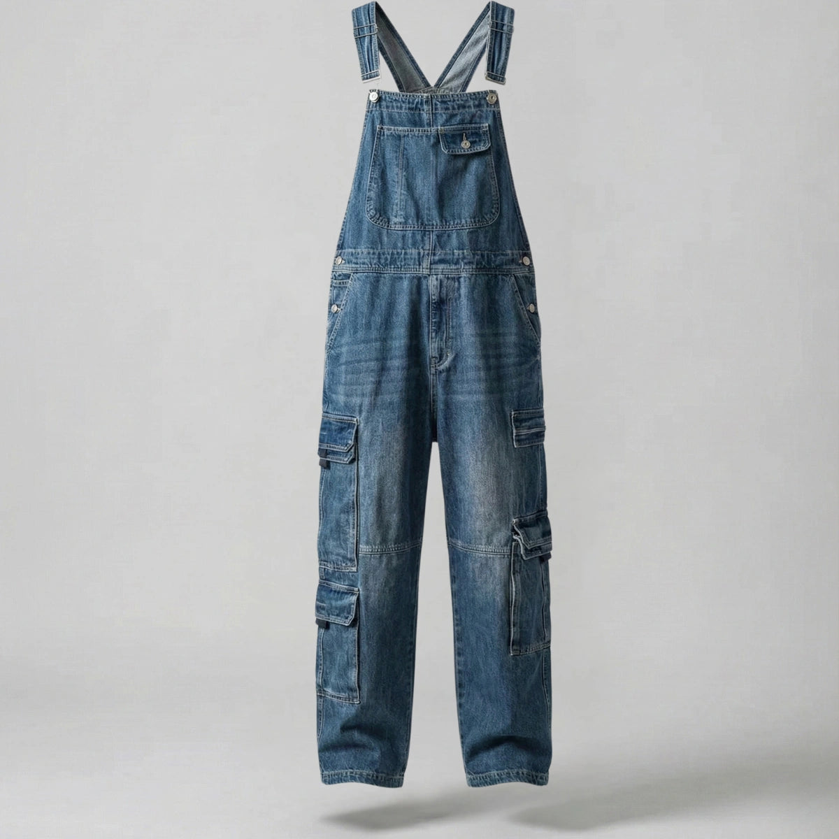 Gardaly Dual-Flap Denim Bib Overalls
