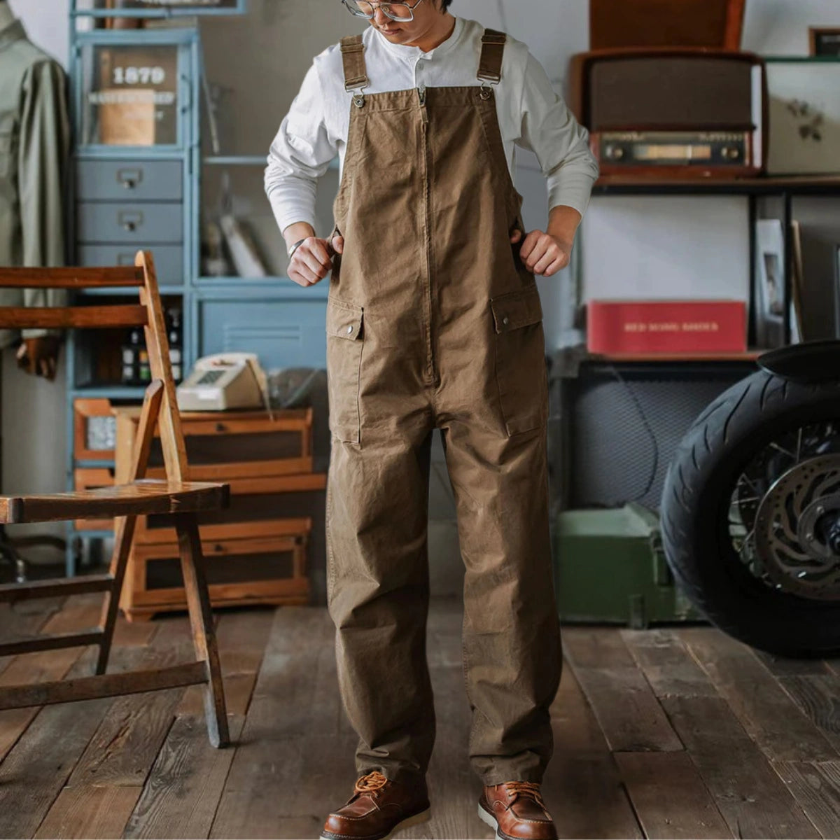 Gardaly Winston Zip-Front Overalls