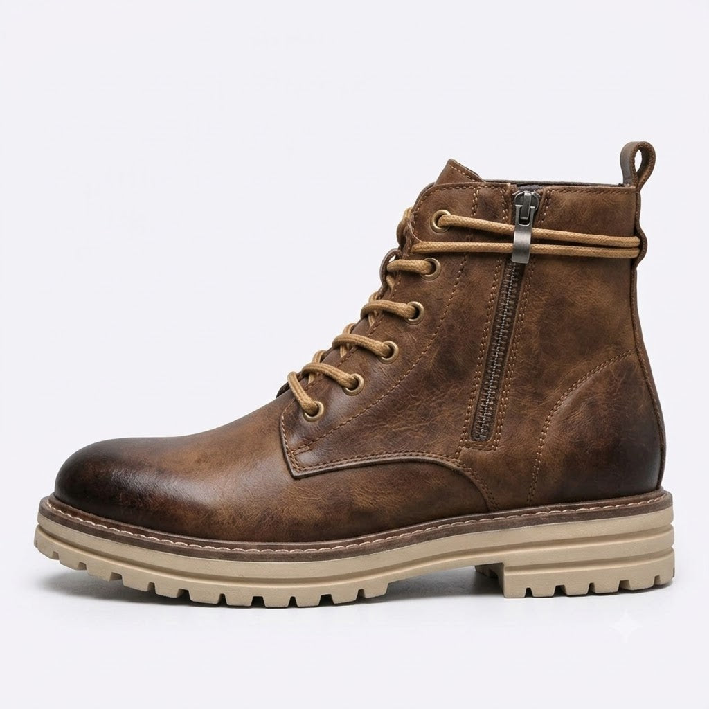 Men’s Waxed Suede Trail Work Boots – Vintage Finish, Leather-Lined Comfort