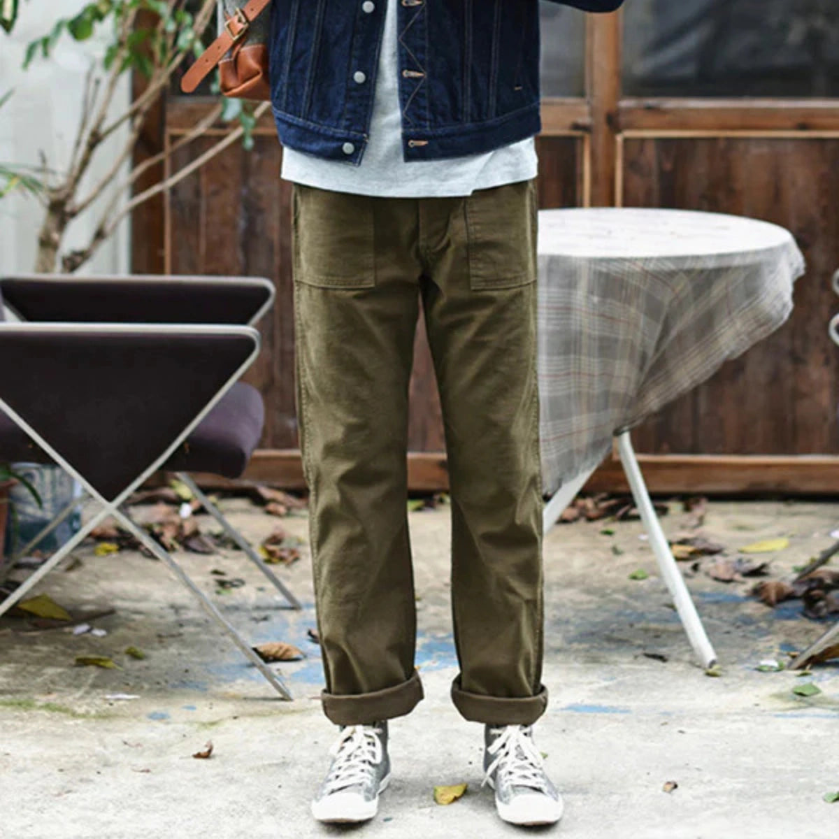 Men’s Straight-Leg Casual Trousers – Fatigue Style