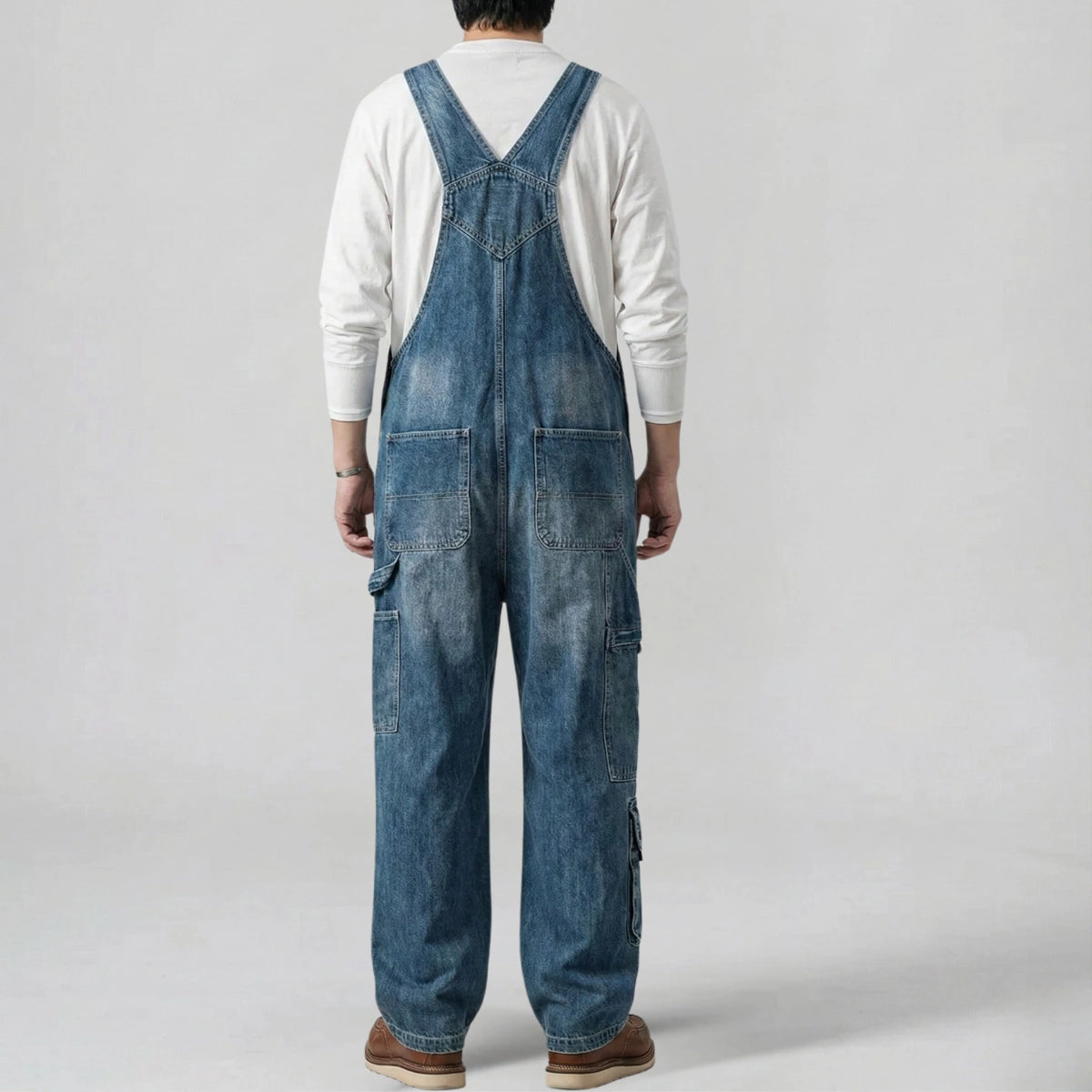 Gardaly Dual-Flap Denim Bib Overalls