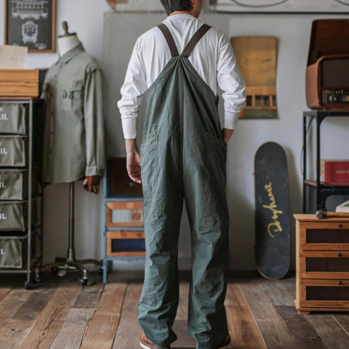 Gardaly Round-Pocket Lightweight Canvas Overalls