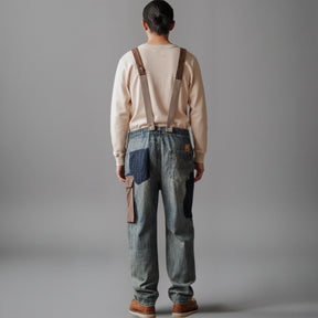 Gardaly Contrast-Panel Denim Overalls