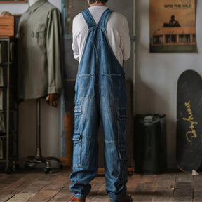 Gardaly Dual-Flap Denim Bib Overalls