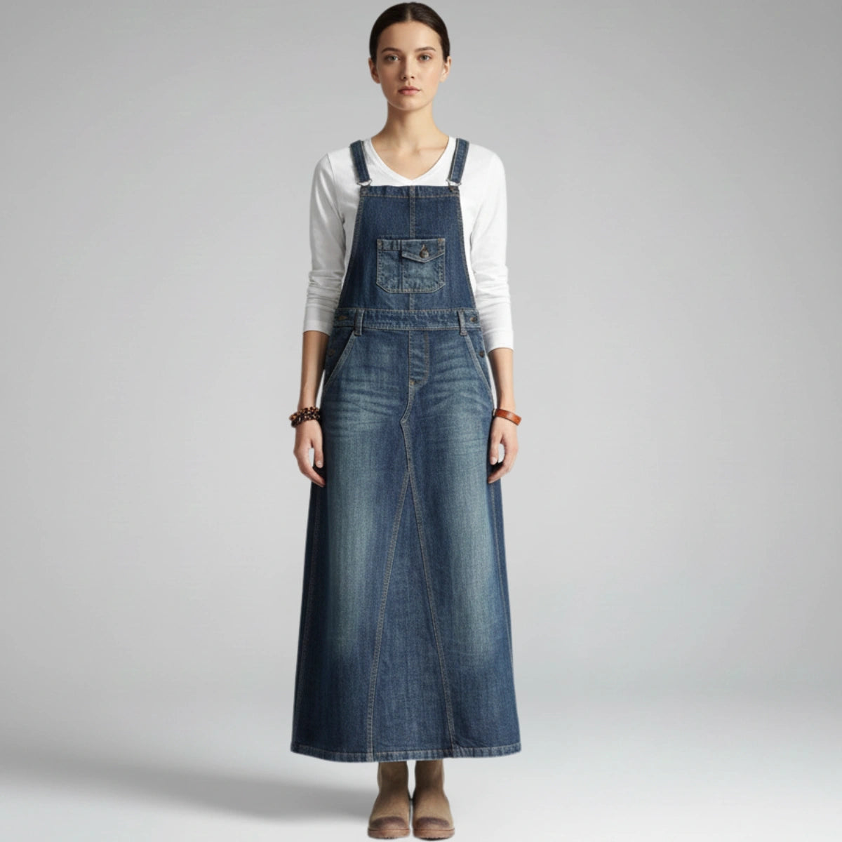 Gardaly Heritage Back-Split Denim Pinafore