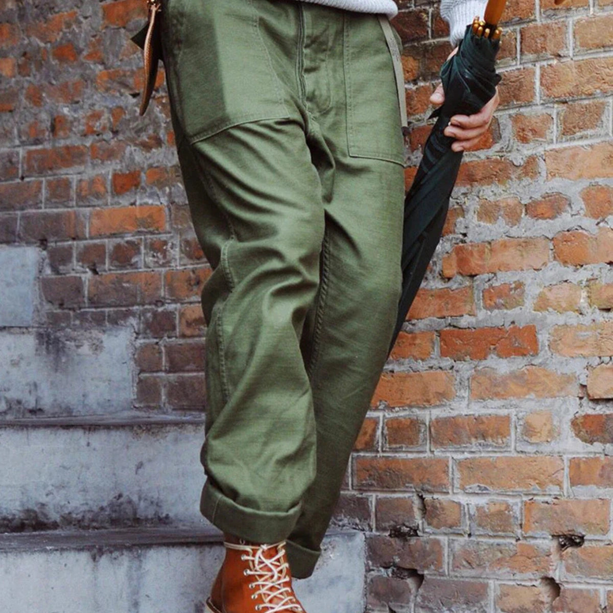 Men’s Straight-Leg Casual Trousers – Fatigue Style