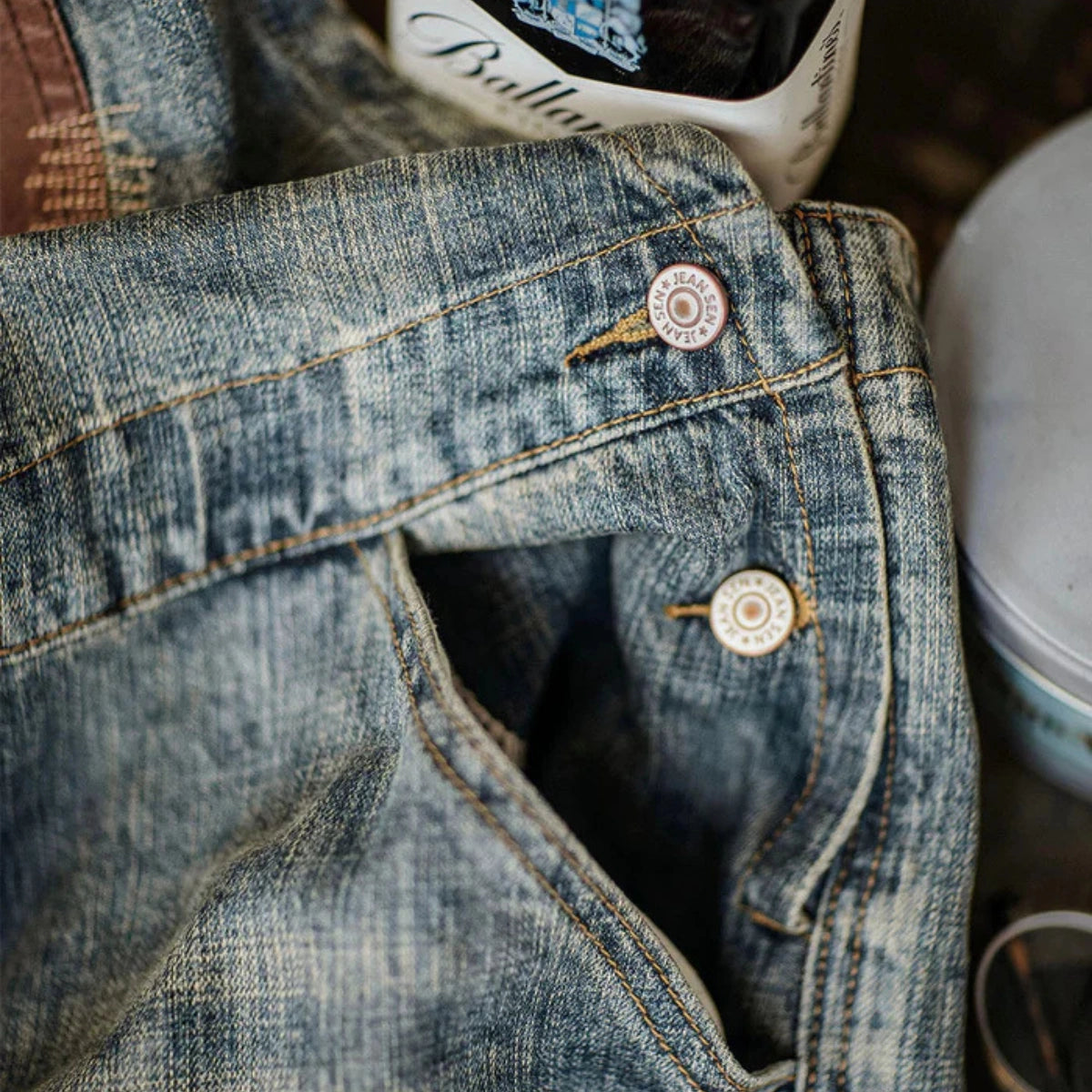 Gardaly Contrast-Panel Denim Overalls