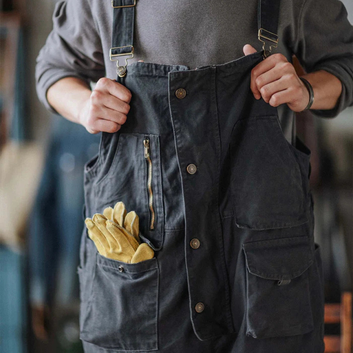 Gardaly Easy-Drape Canvas Overalls
