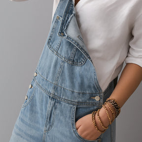 Gardaly Distressed Denim Pinafore with Back Split