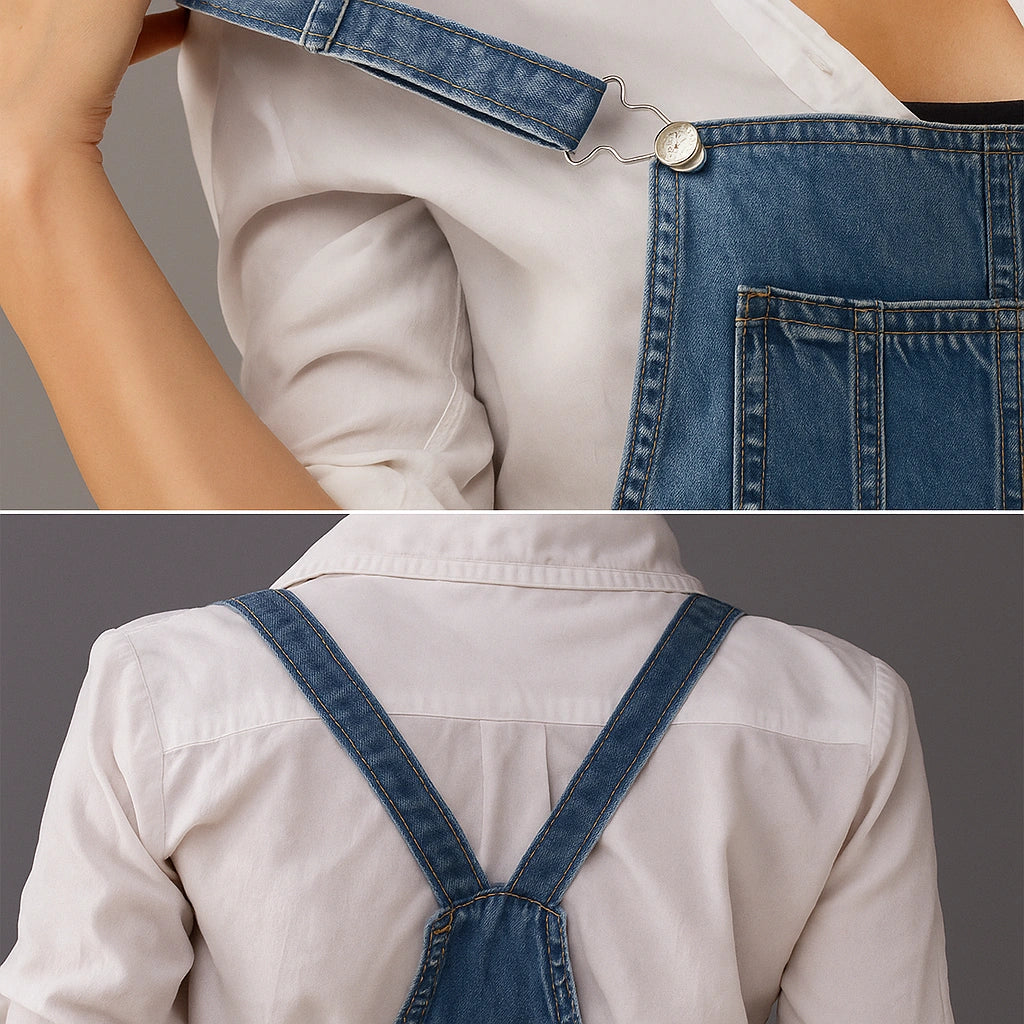 Gardaly Distressed Denim Pinafore with Back Split