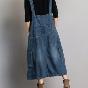 Gardaly Loosened Denim Pinafore Dress