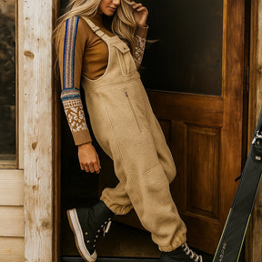 Gardaly Thermal Fleece Overalls with Zip Pockets