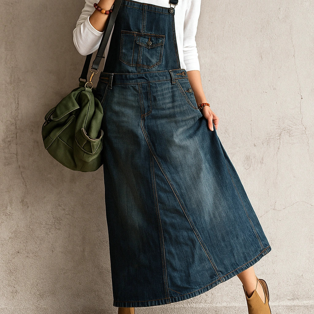Gardaly Heritage Back-Split Denim Pinafore