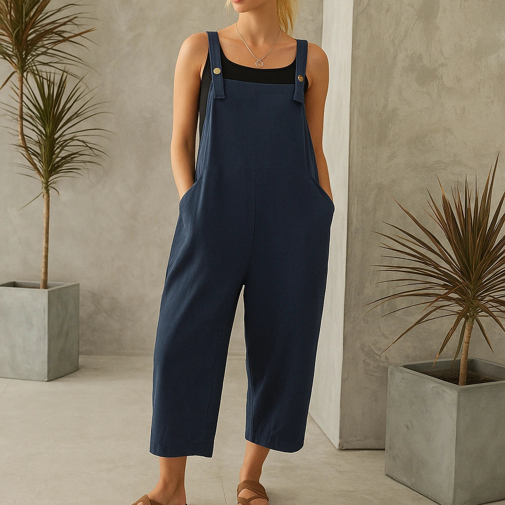 Gardaly Button-Front Casual Overalls Jumpsuit