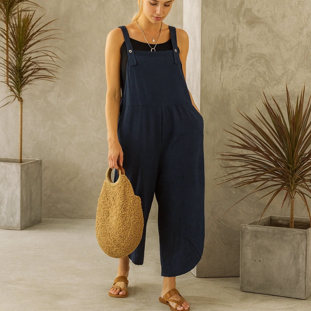 Gardaly Button-Front Casual Overalls Jumpsuit
