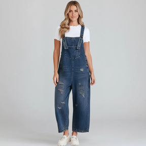 Gardaly Loosened Distressed Denim Overalls
