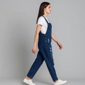 Gardaly Loosened Distressed Denim Overalls
