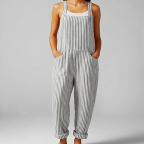 Gardaly Striped Wide-Leg Overalls