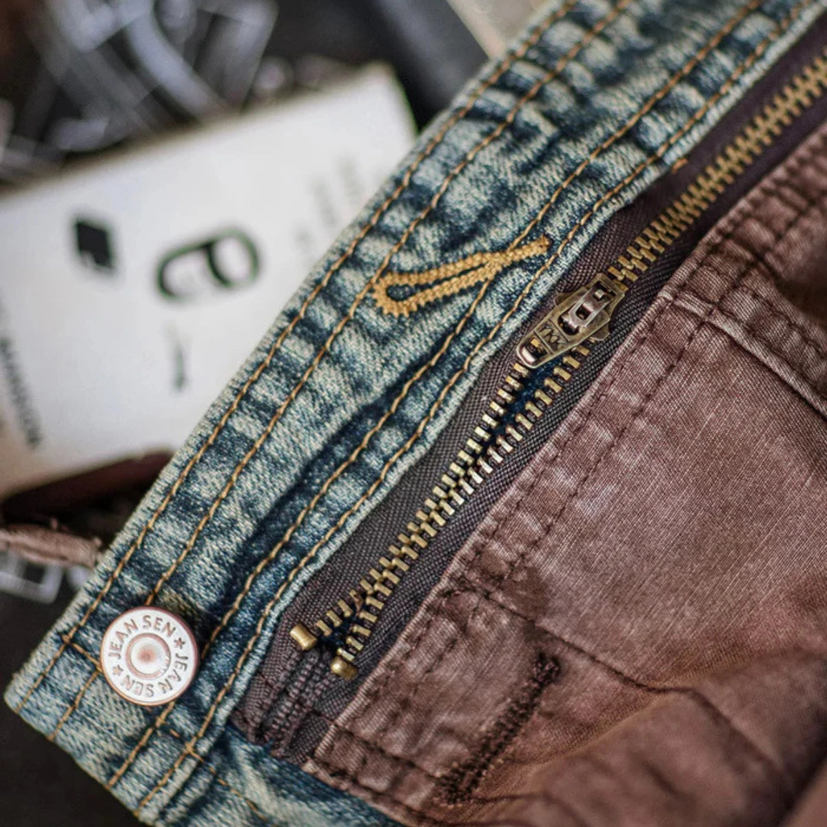 Gardaly Contrast-Panel Denim Overalls