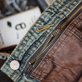 Gardaly Contrast-Panel Denim Overalls