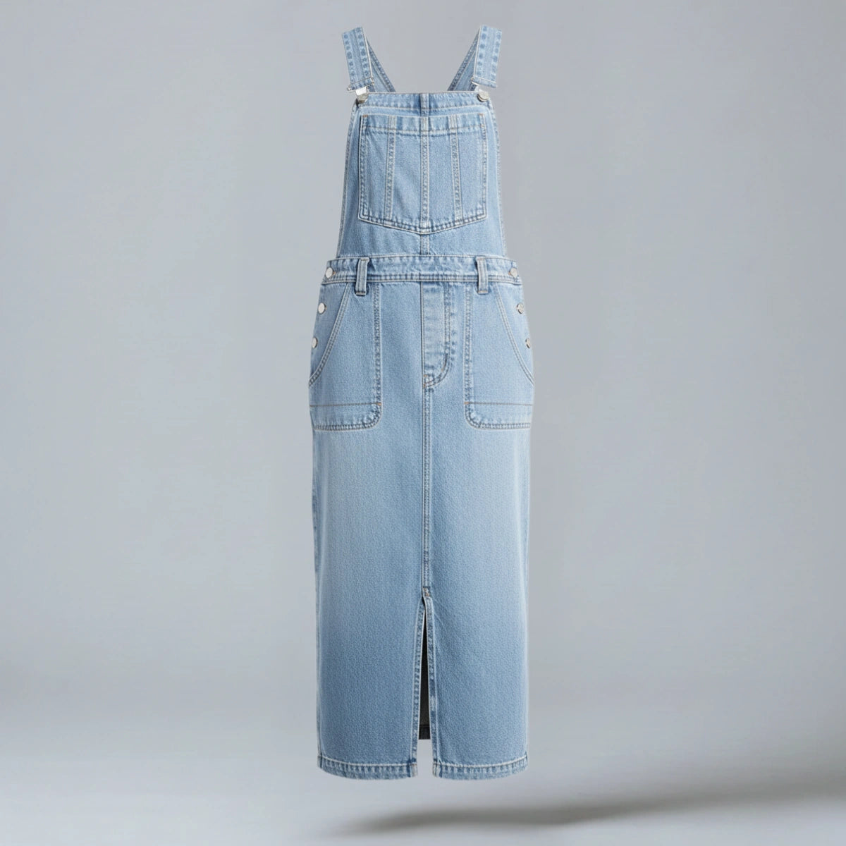 Gardaly Front-Split Denim Pinafore