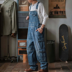 Gardaly Dual-Flap Denim Bib Overalls