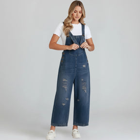 Gardaly Loosened Distressed Denim Overalls