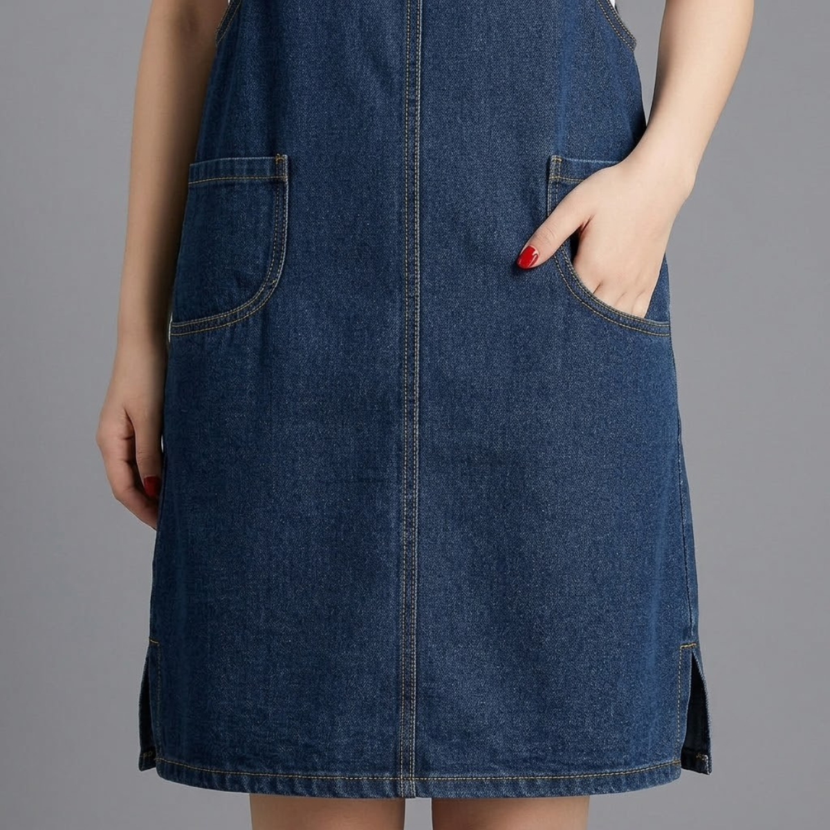 Gardaly Loosened Denim Pinafore Dress