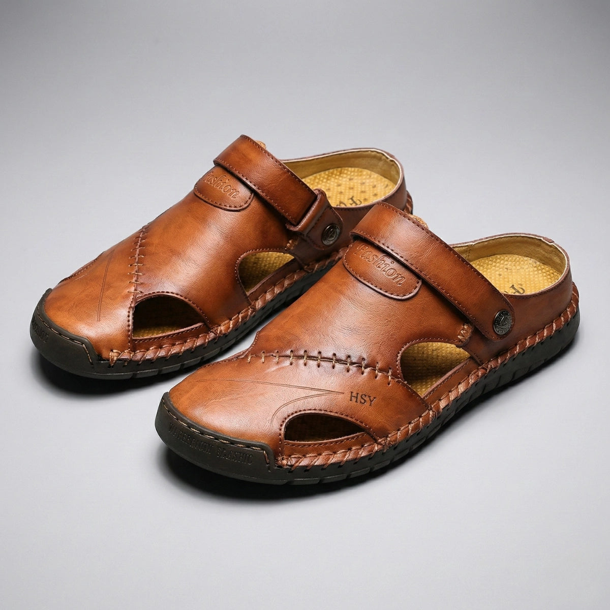 Gardaly | Men's High Quality Soft Leather Casual Sandals - CloudWay™