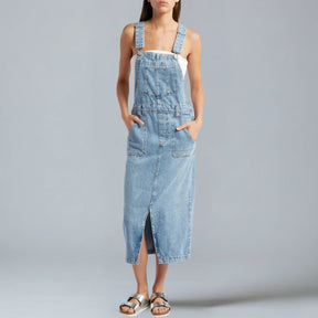 Gardaly Front-Split Denim Pinafore