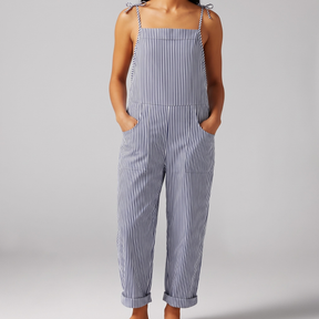 Gardaly Striped Wide-Leg Overalls