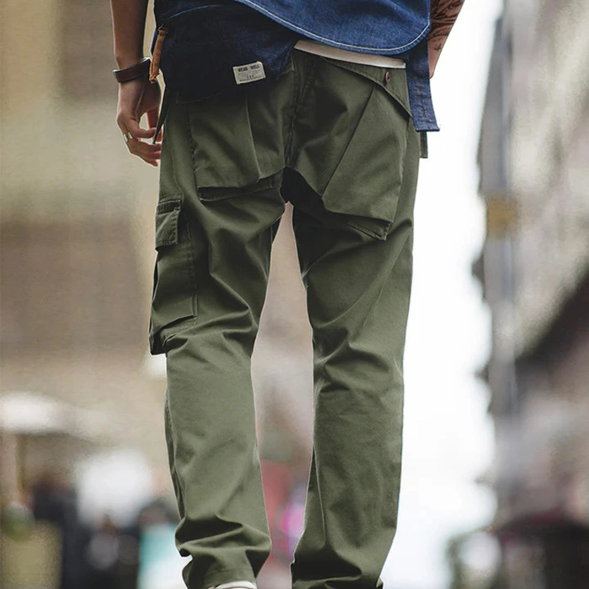 Men’s Cargo Trousers – Asymmetrical Pocket Design, Slim Fit