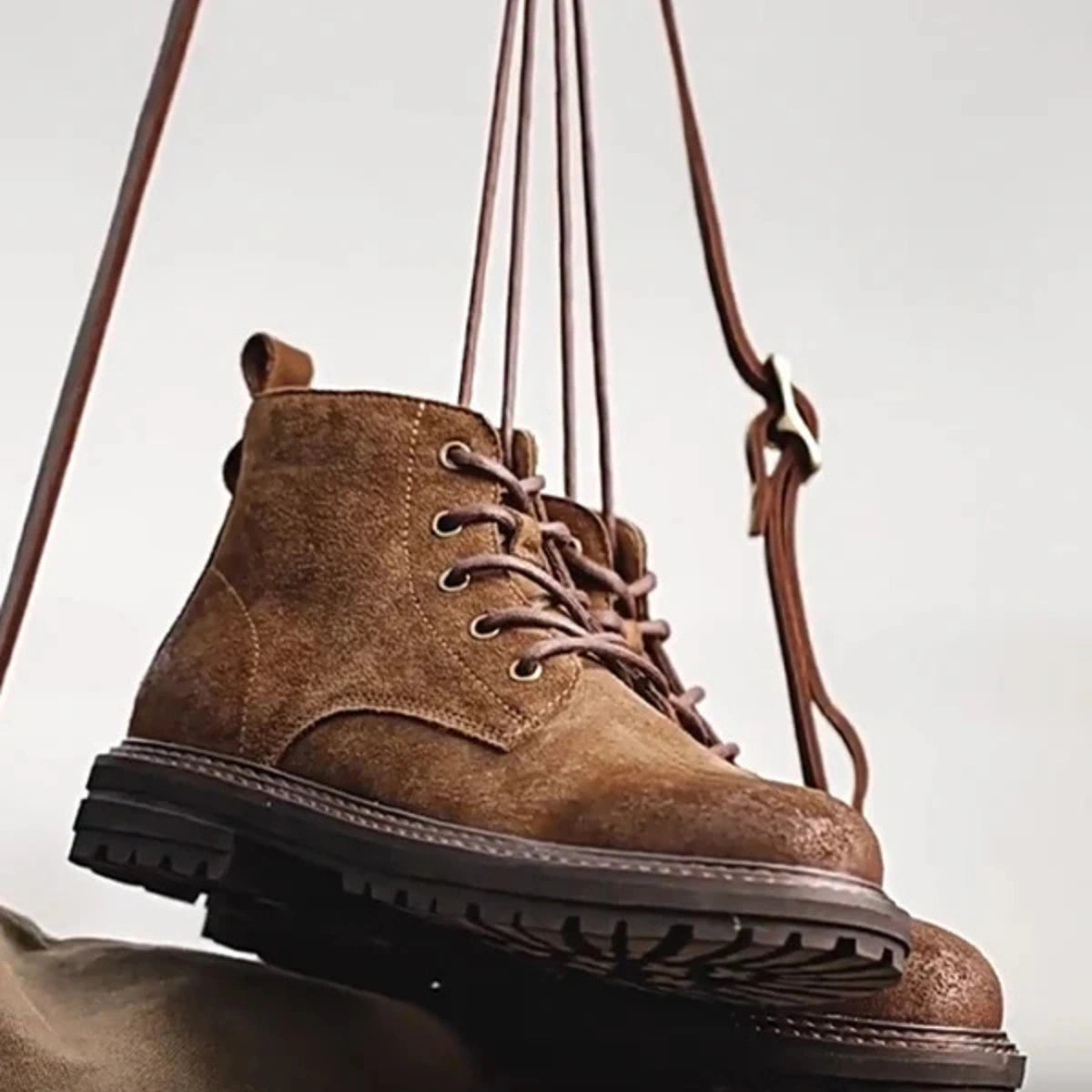 Men’s Waxed Suede Trail Work Boots – Vintage Finish, Leather-Lined Comfort