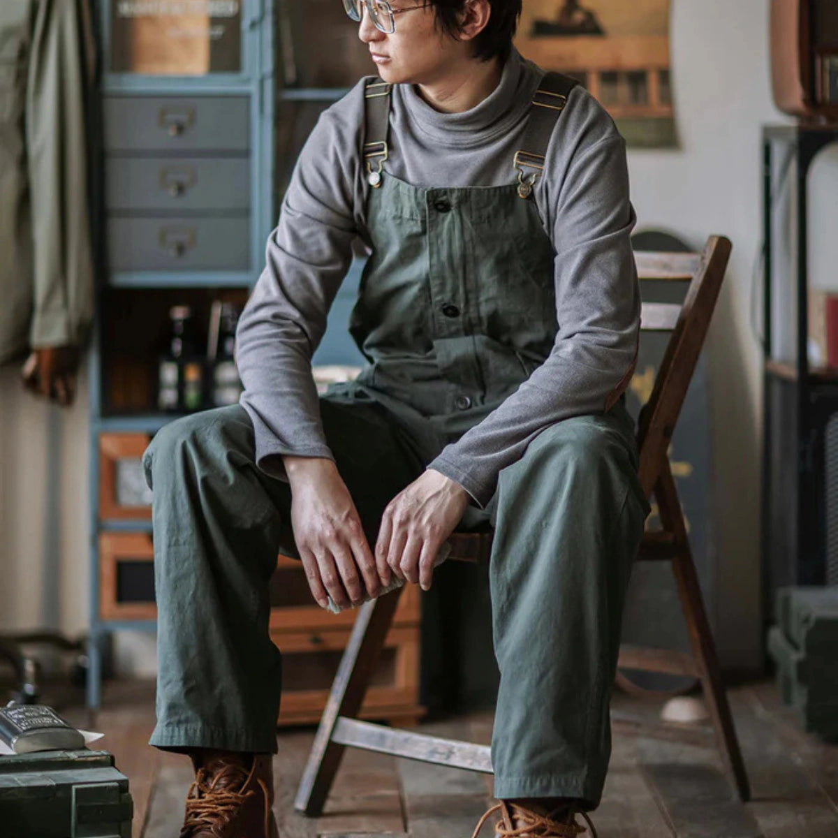 Gardaly Round-Pocket Lightweight Canvas Overalls