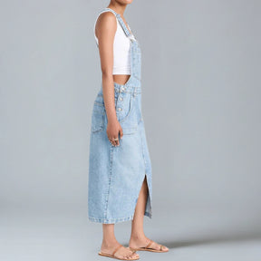 Gardaly Front-Split Denim Pinafore