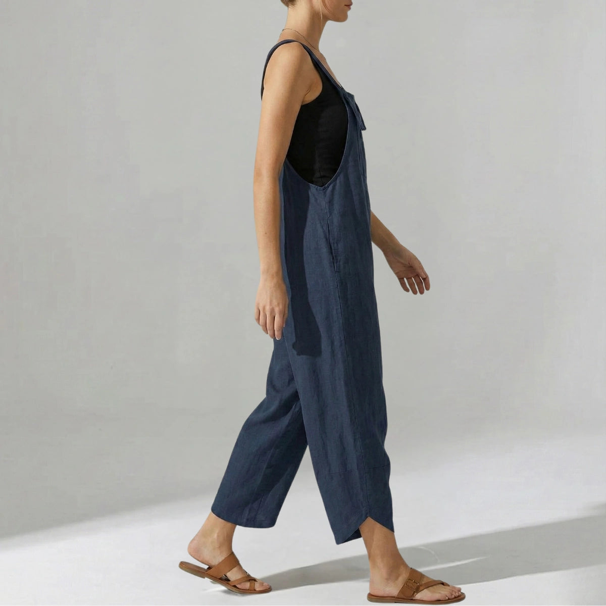 Gardaly Button-Front Casual Overalls Jumpsuit
