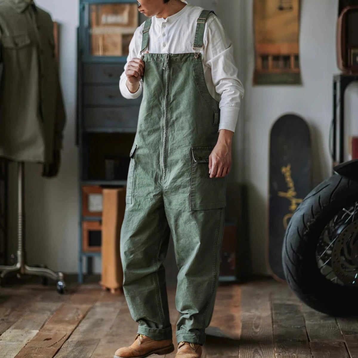 Gardaly Winston Zip-Front Overalls